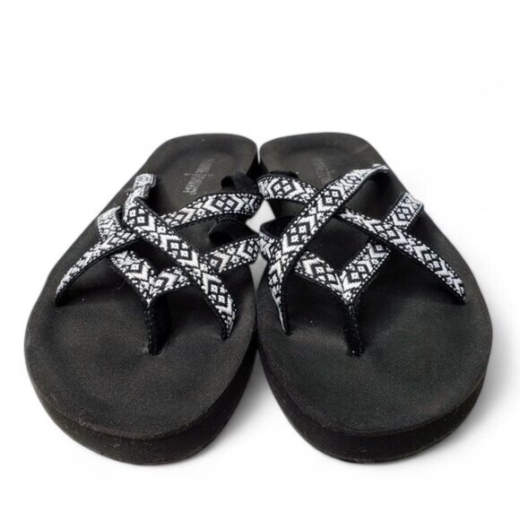 Minnetonka Hanna Strappy Thong Flip Flop Sandals Women's Resort Diamond Knit 6 - Picture 4 of 8